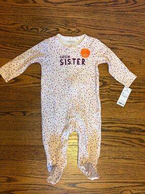 Carter's Pink Floral "Little Sister" Footed One-Piece